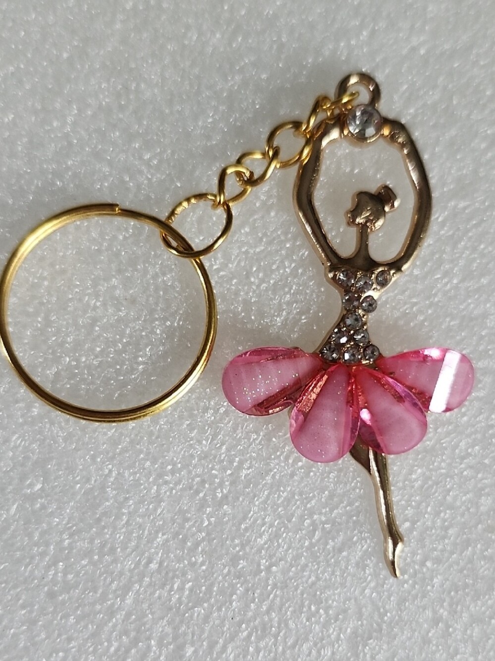 Hand Crafted Gold and Pink Ballerina Keychain Card Holder
